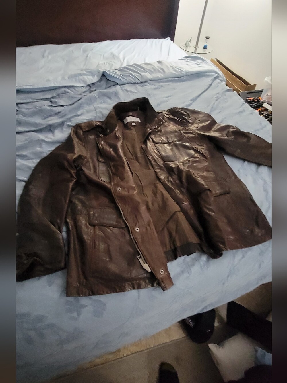 Marc New York Men's Brown Leather Zip-Front Moto Jacket